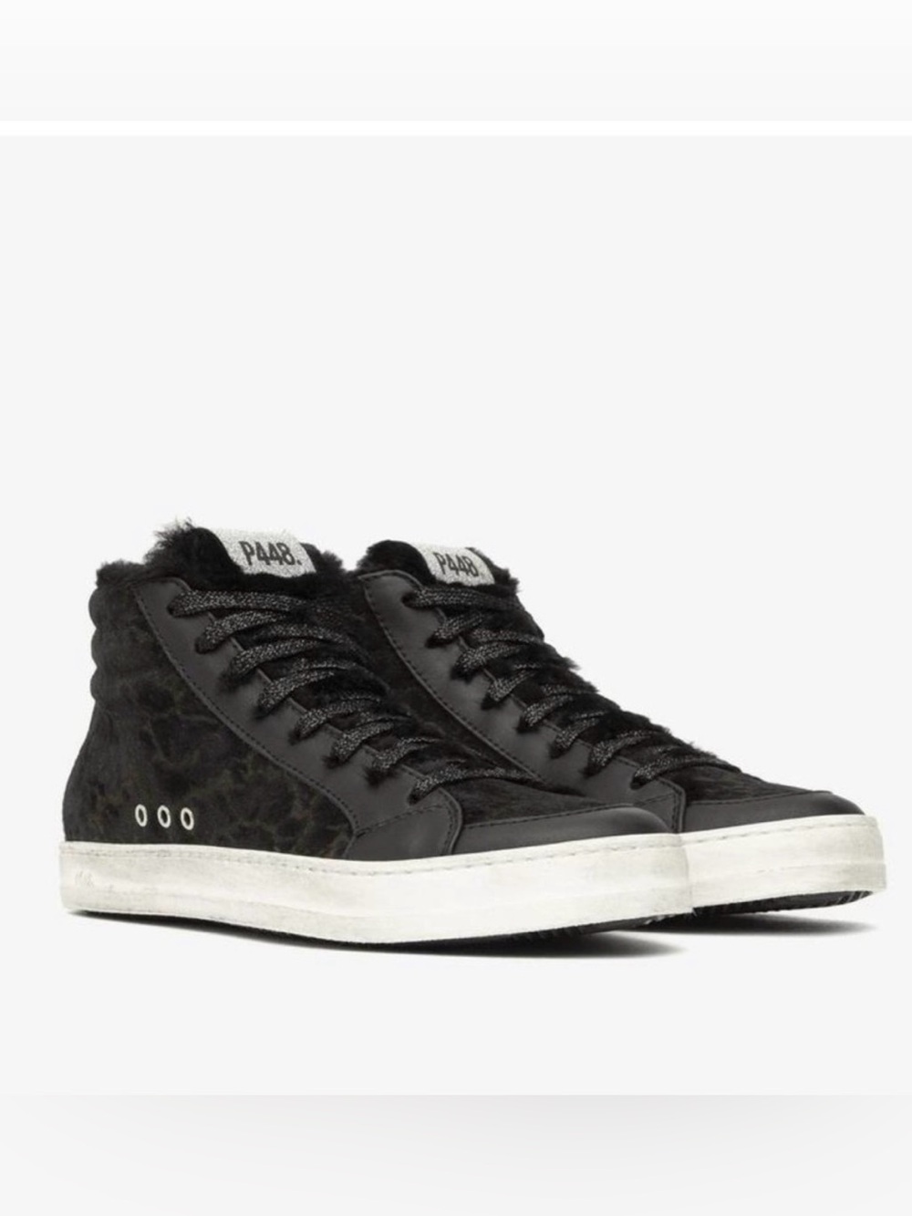 p448 black leather skate high tops